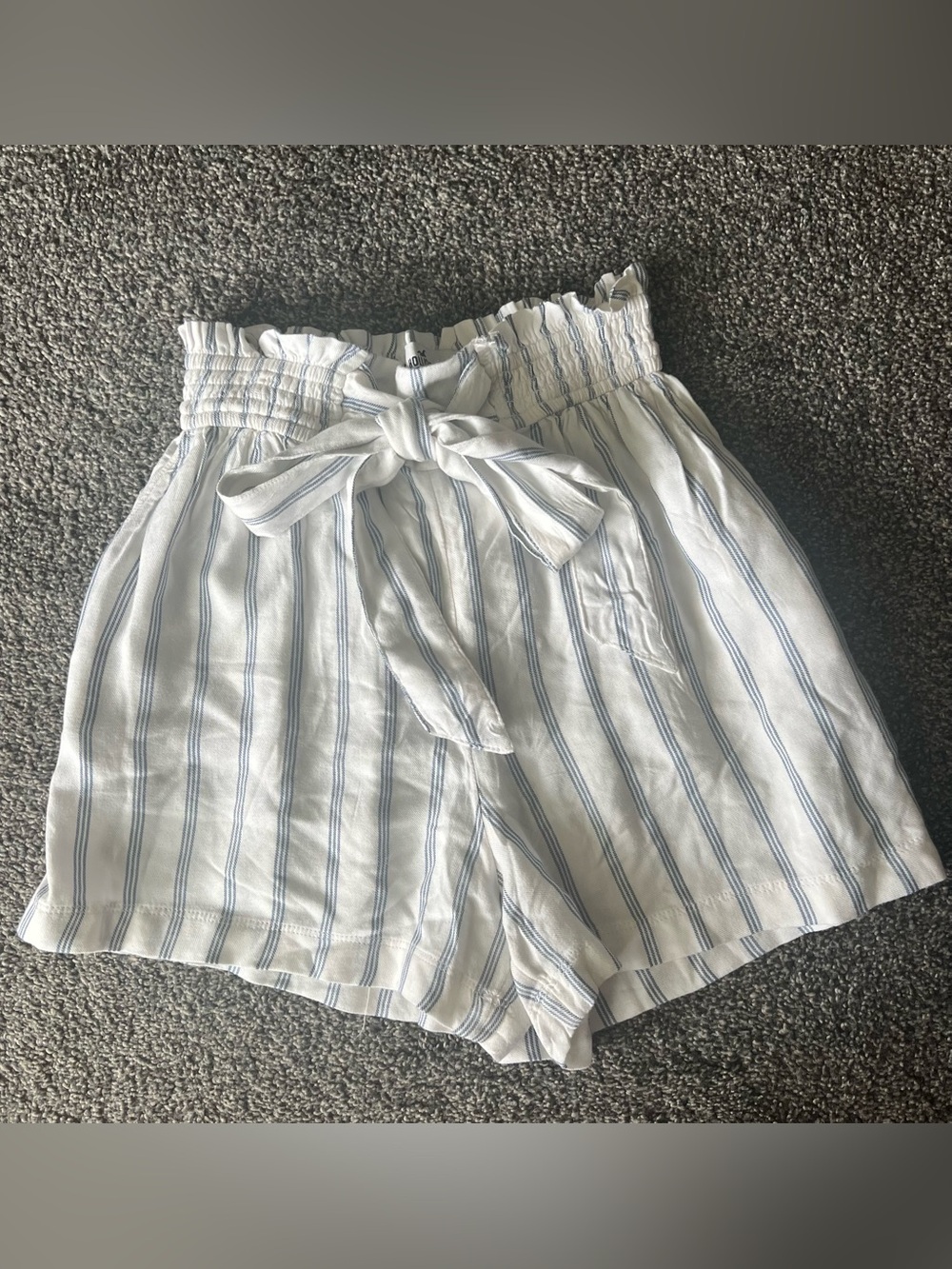 Hollister White Shorts with Light Blue Stripes